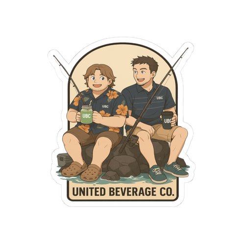 Fishing Buddies Sticker — 'United Beverage Co.' Kiss-Cut Vinyl Sticker